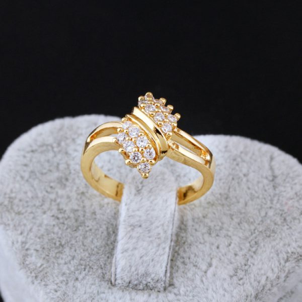 Girls’ Korean-Style Gold-Tone Zircon Ring