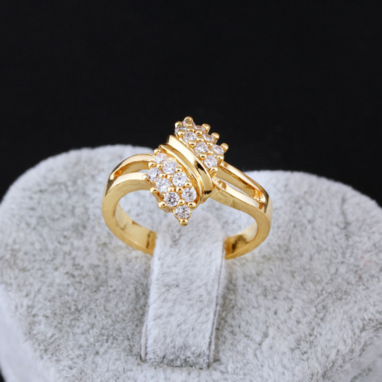 Girls’ Korean-Style Gold-Tone Zircon Ring