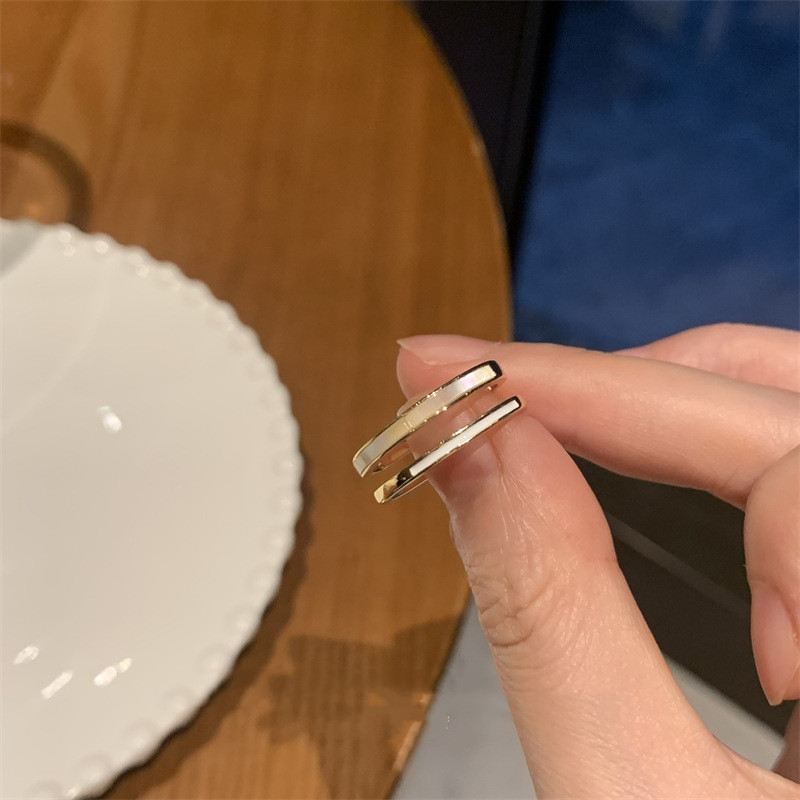 Korean-Style Women’s Double-Band Geometric Ring