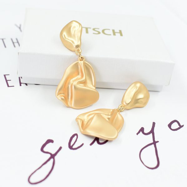 Folded Textured Gold-Tone Alloy Stud Earrings