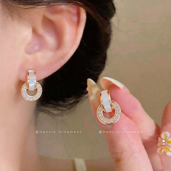 S925 Round Zircon Stud Earrings