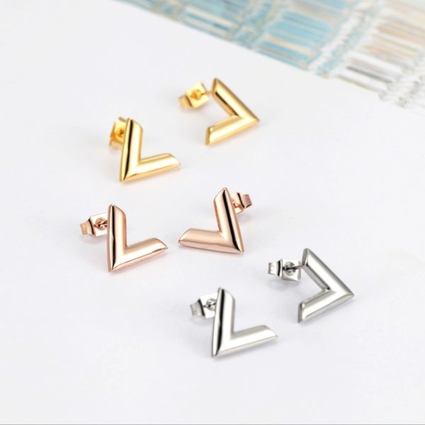 Stainless Steel V Stud Earrings