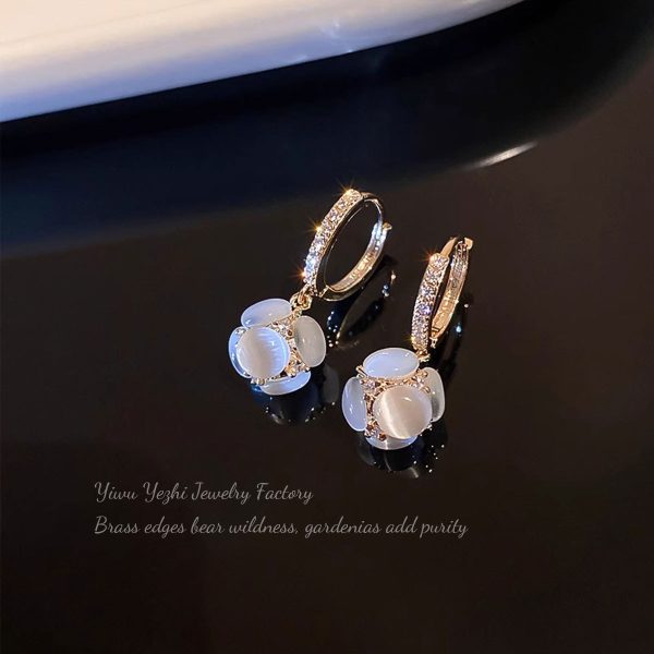 Cat’s Eye Zircon Ball Earrings