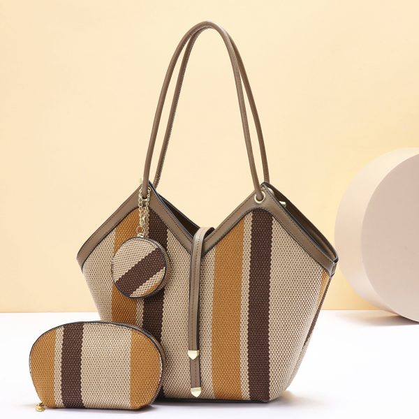 Color-Block Striped Tote Bag