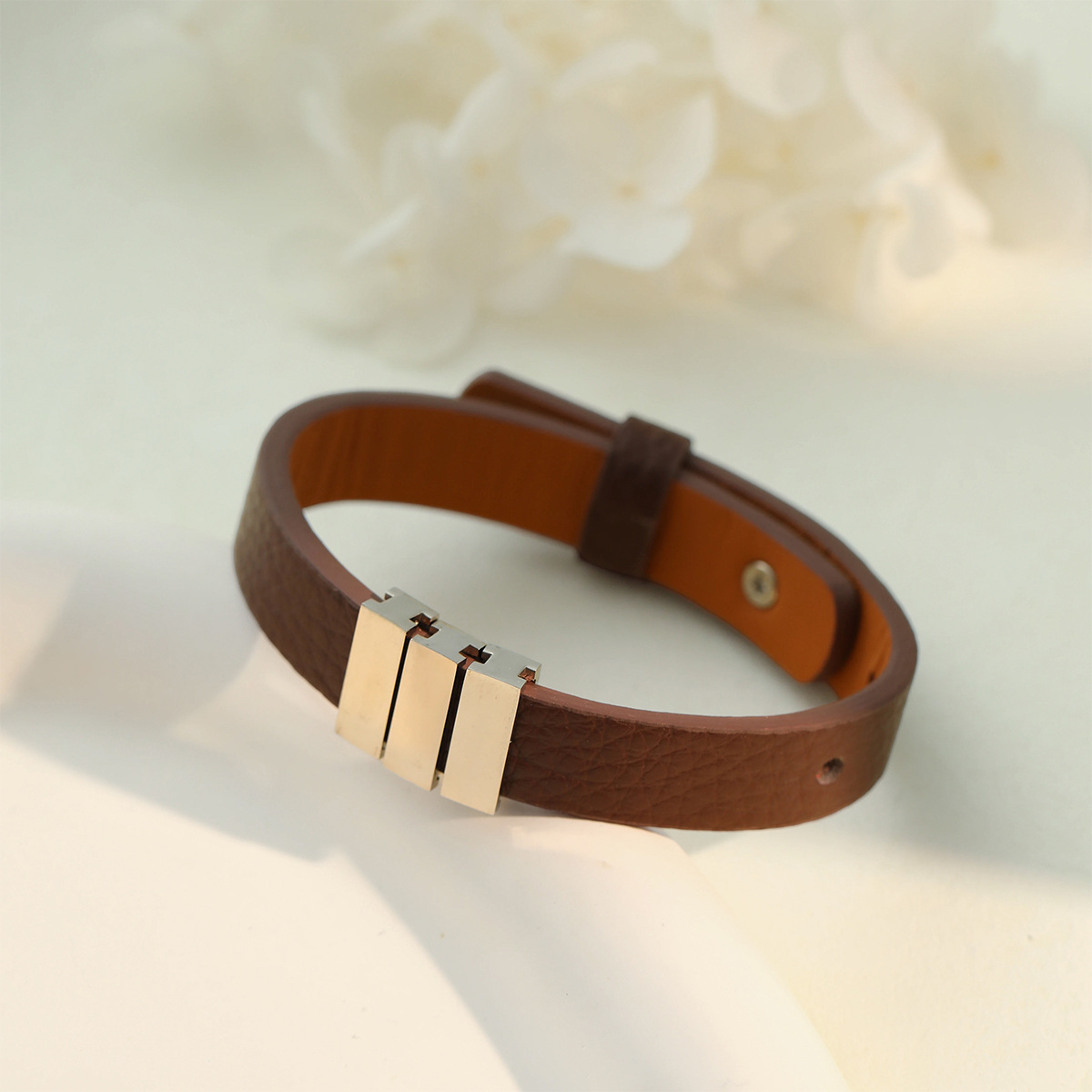 Minimalist Leather Magnetic-Clasp Bracelet - Image 5