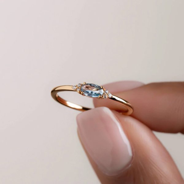 S925-Style Blue Horse-Eye Stone Engagement Ring