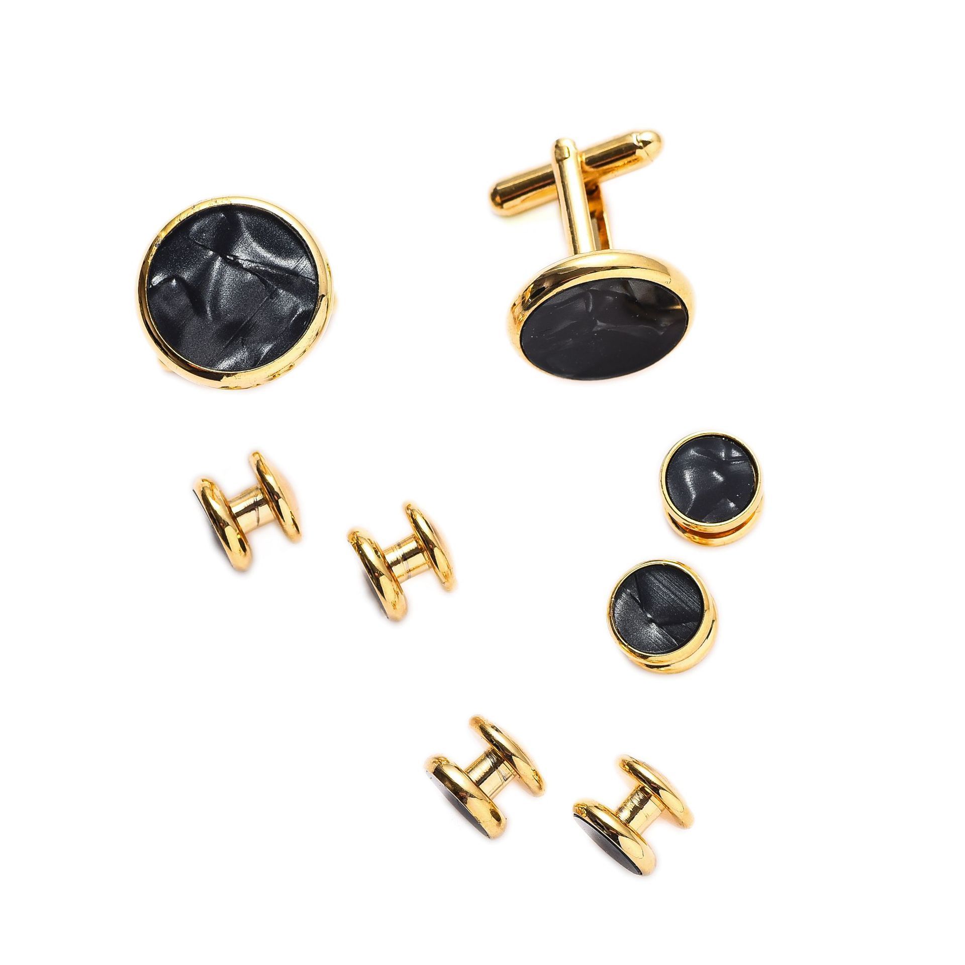 Men’s Round Drip-Finish Cufflink and Sleeve Nail Set - Image 4