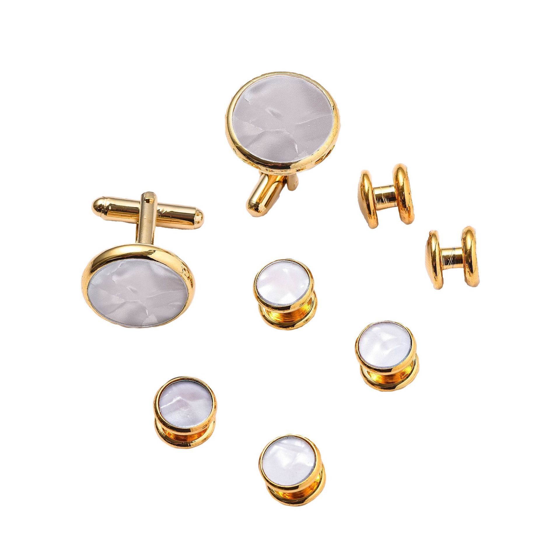 Men’s Round Drip-Finish Cufflink and Sleeve Nail Set - Image 3