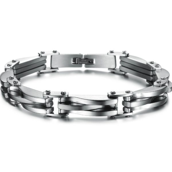 Geometric Diamond-Texture Titanium Steel Bracelet