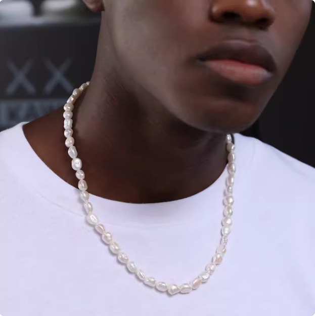 Natural Baroque Pearl Cross Necklace