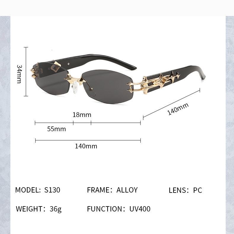 Y2K Star-Hinge Rimless Sunglasses - Image 2