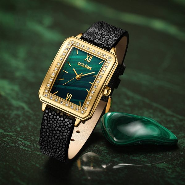 Women’s Green Square Quartz Watch Gift Set