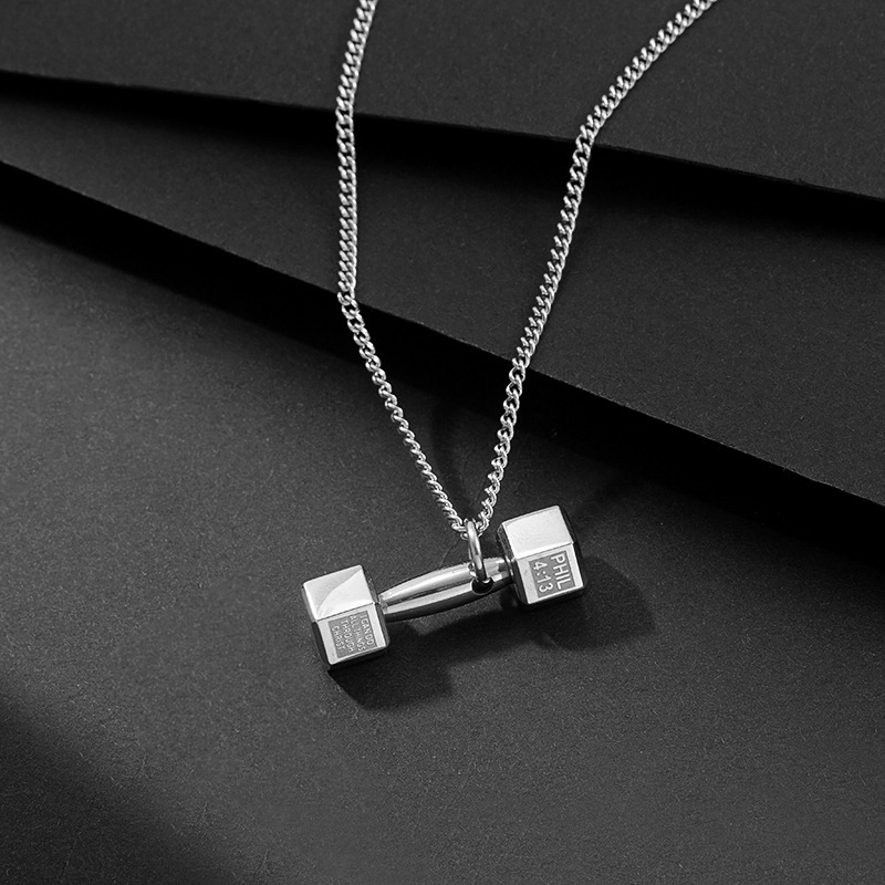 Geometric Dumbbell Pendant Necklace - Image 3