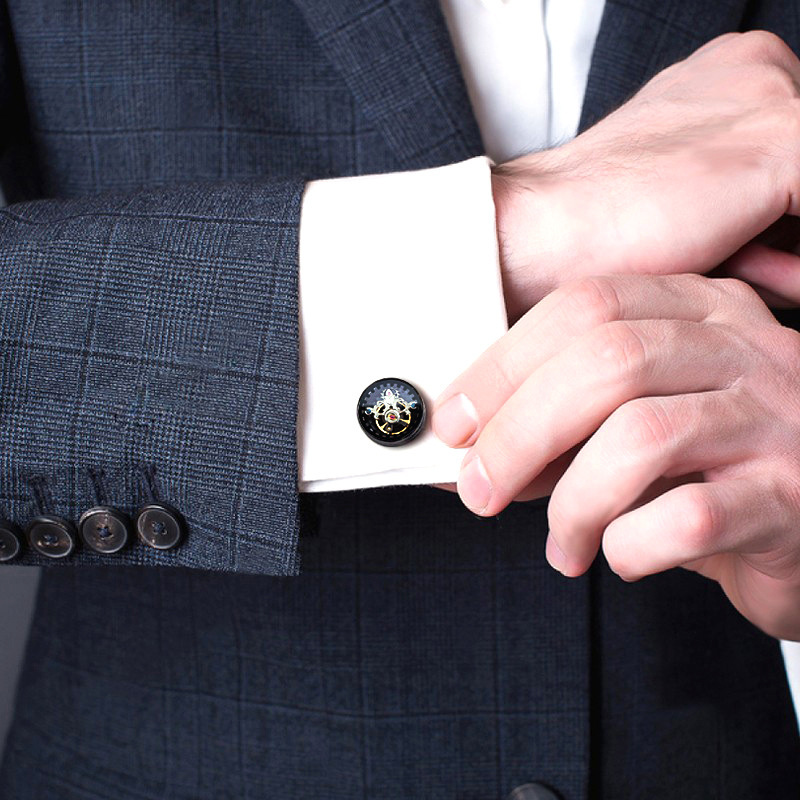 Tourbillon-Style Geometric Business Cufflinks - Image 3
