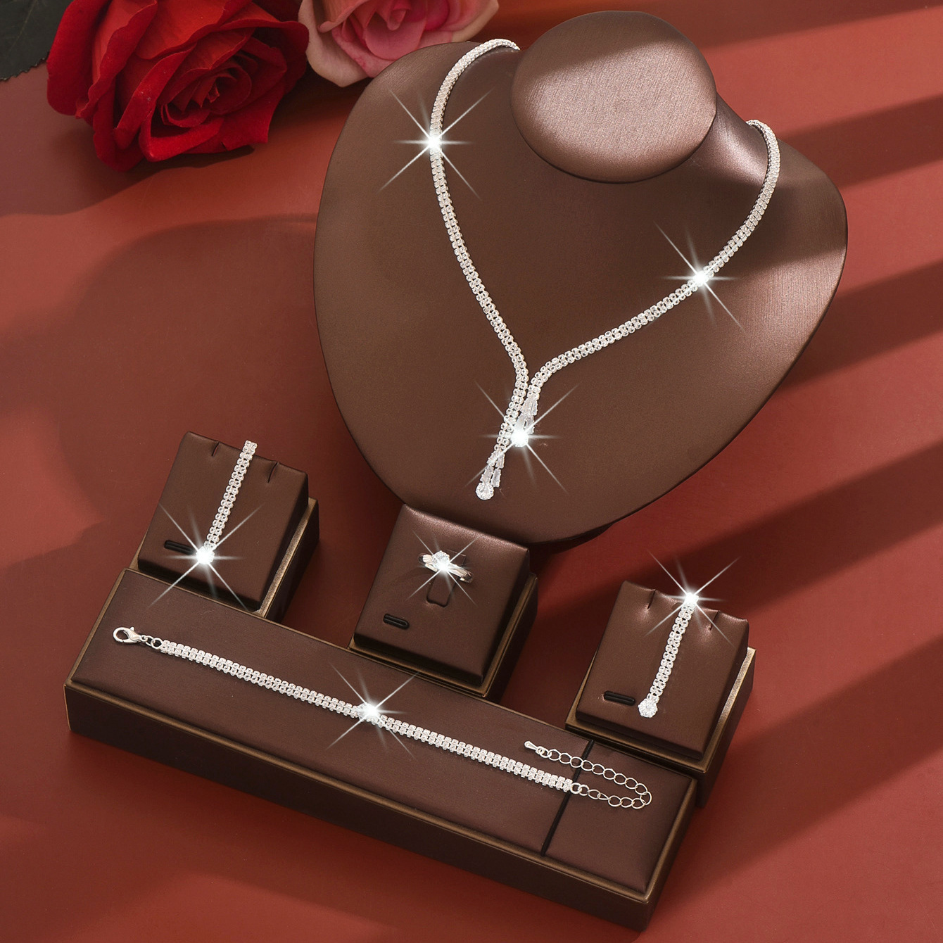 Marquise Zircon Necklace and Earrings Set - Image 10
