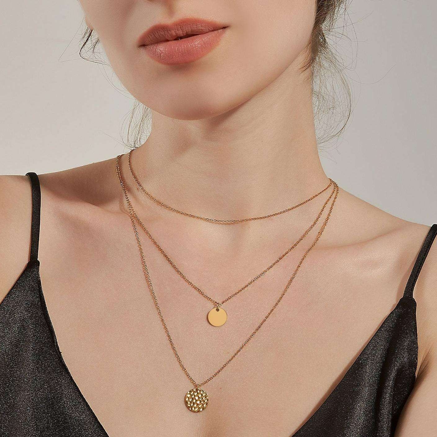 14K Gold-Plated Layered Choker Necklace - Image 3