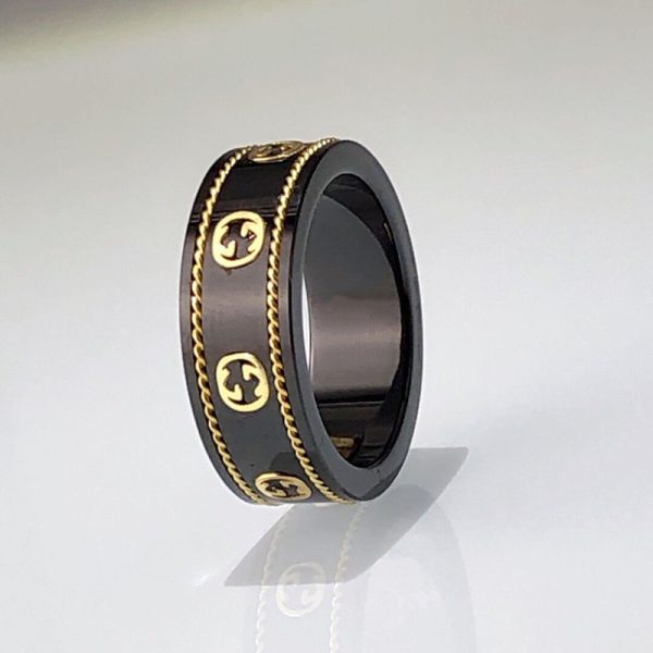 Retro Double-G Ceramic Couple Ring