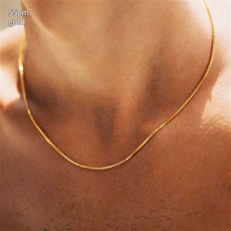 Gold-Plated Copper Box Chain Necklace - Image 2