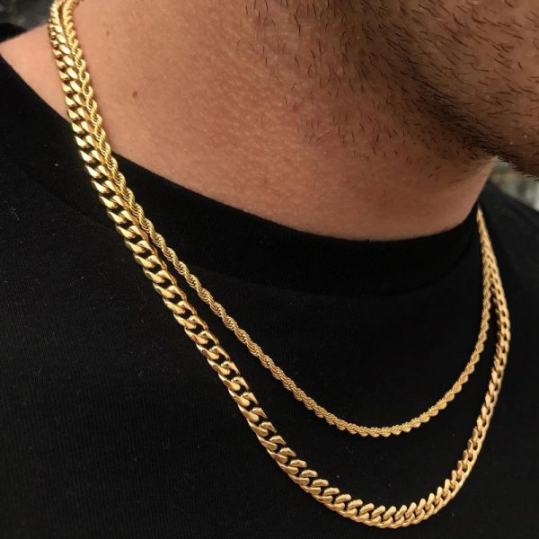 Stainless Steel Cube Rope Chain Necklace
