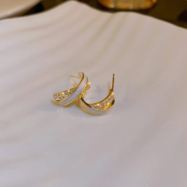 925 Silver Needle Cross Zircon Earrings