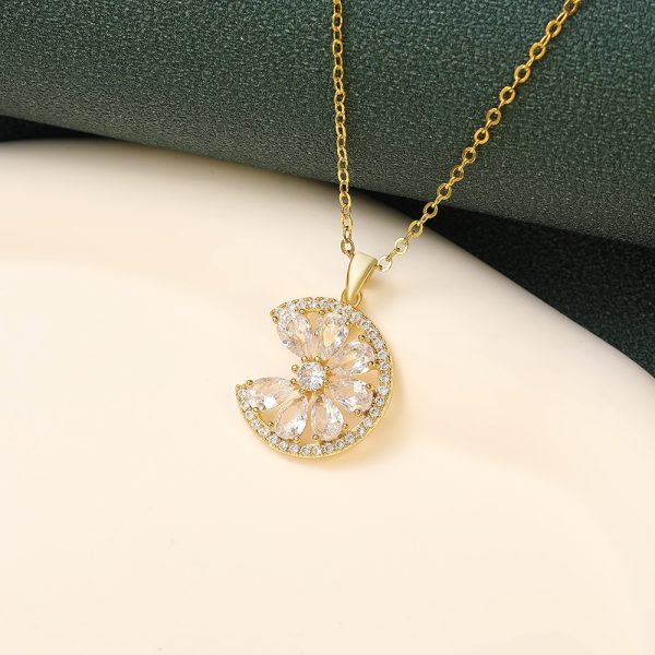 Crescent Moon Floral Necklace
