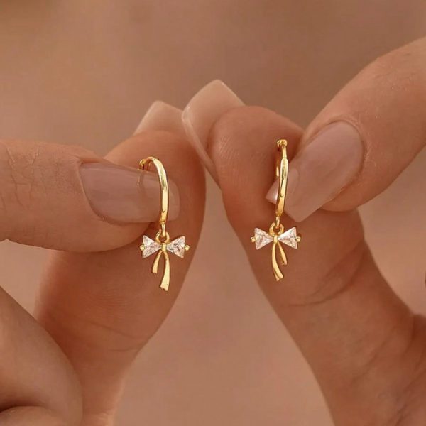 Sweet Bow-Knot Zircon Earrings