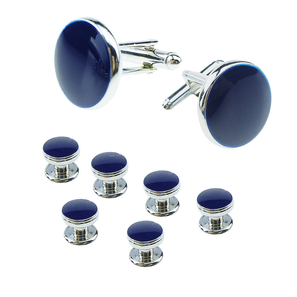 Men’s Round Drip-Finish Cufflink and Sleeve Nail Set - Image 2