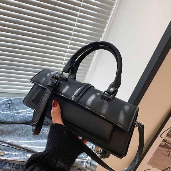 Stylish PU Handbag with Car-Stitching Detail