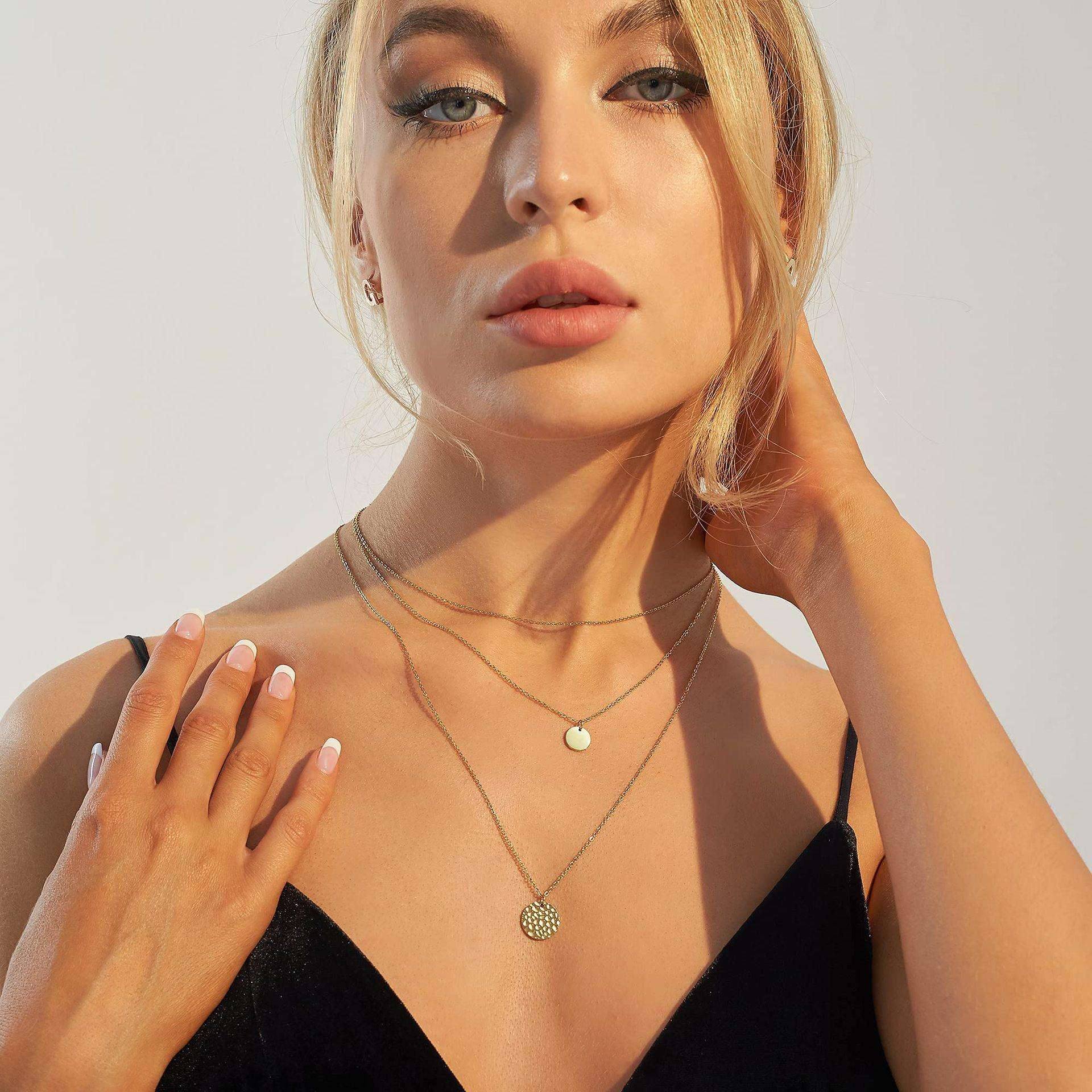 14K Gold-Plated Layered Choker Necklace - Image 5