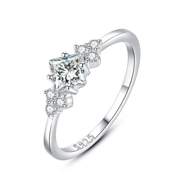 S925 Silver Rhombus Zircon Ring for Women