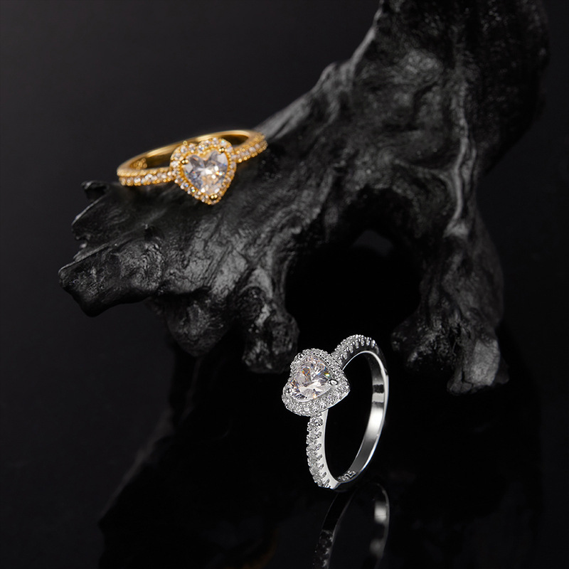 Love-Heart Moissanite Silver Ring for Couples - Image 3