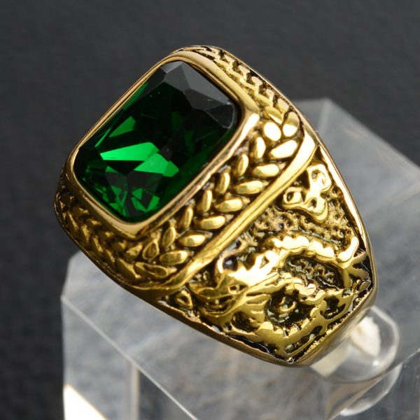 Men’s Titanium Steel Gem-Detail Ring