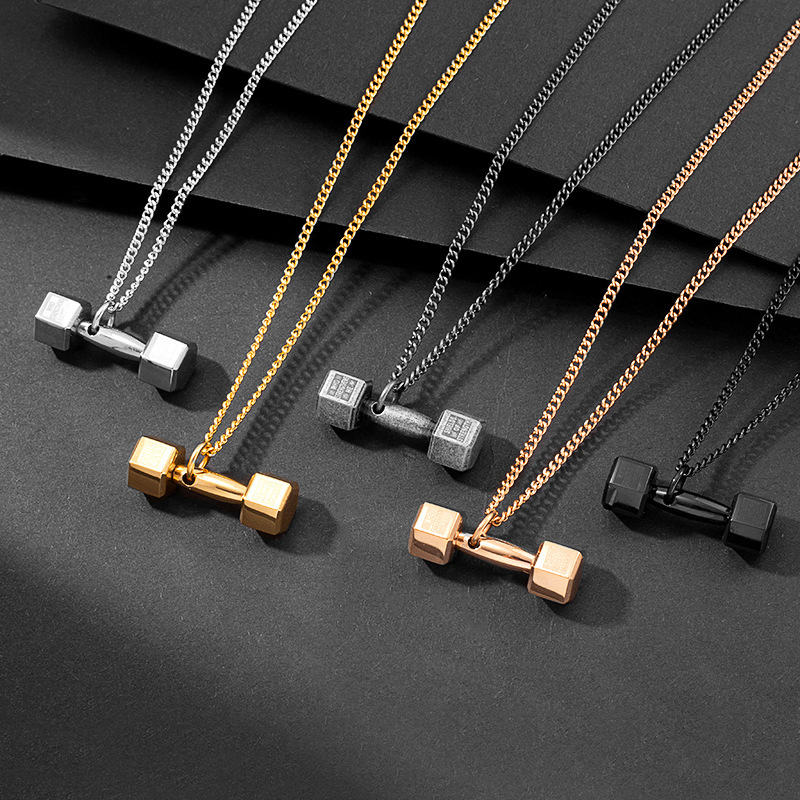 Geometric Dumbbell Pendant Necklace