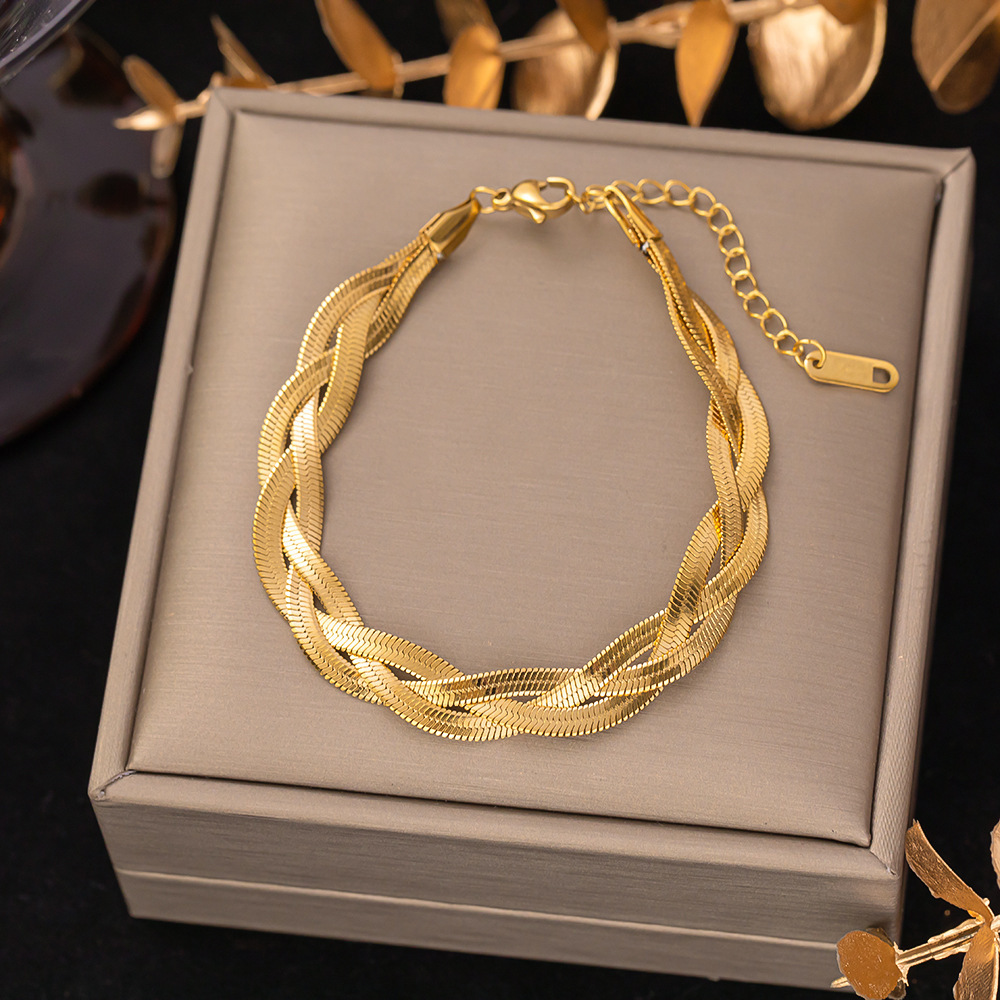 Gold-Inlaid Number Design Titanium Steel Bracelet - Image 3