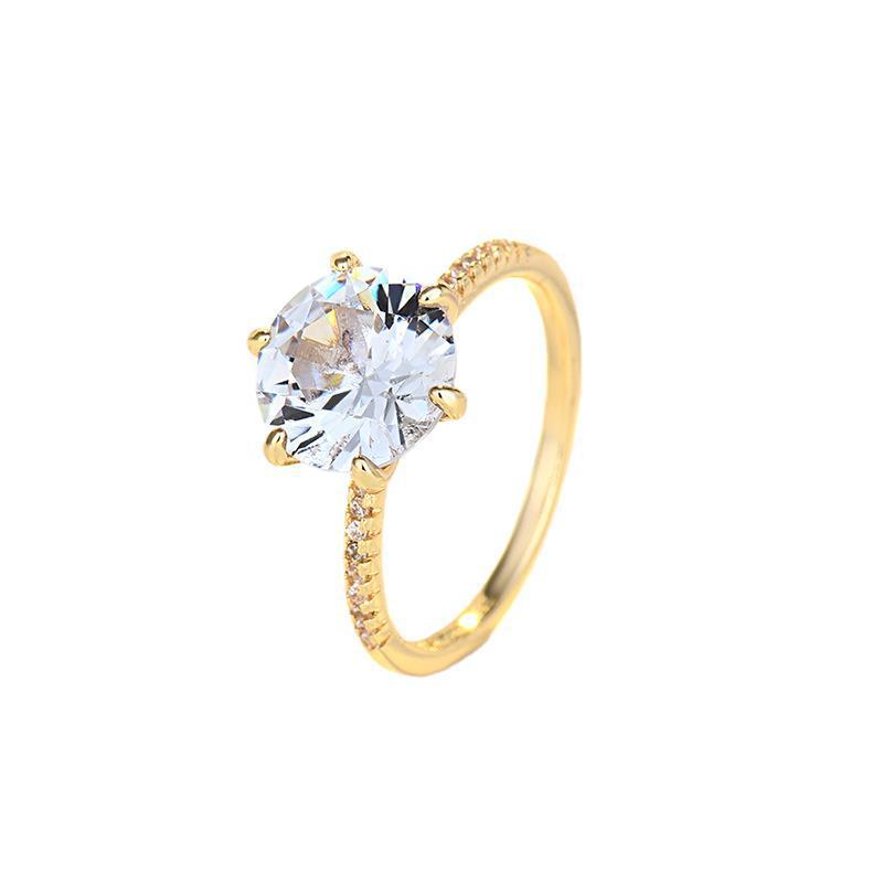 Fashionable Six-Prong Zircon Ring for Women - Image 3