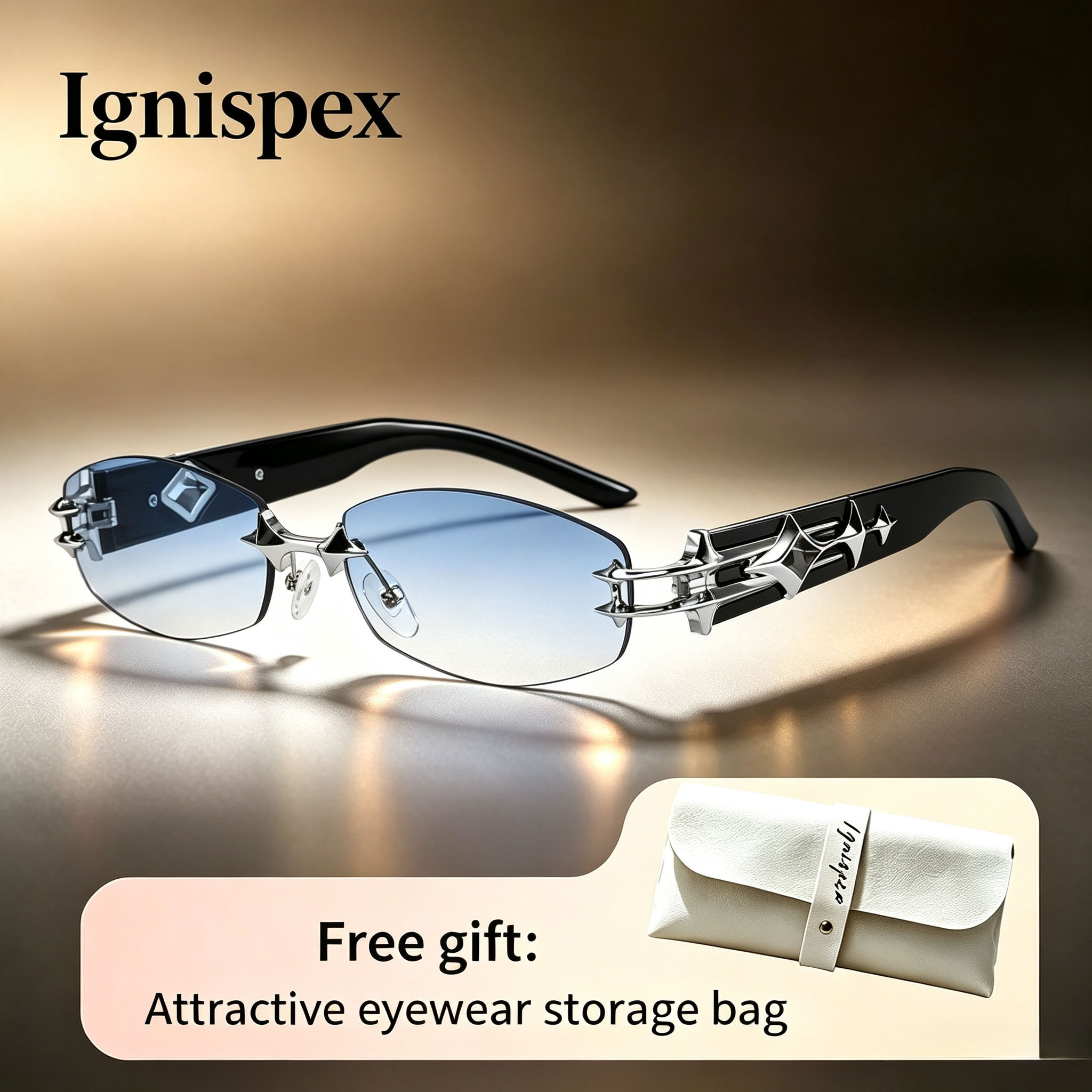 Y2K Star-Hinge Rimless Sunglasses - Image 9