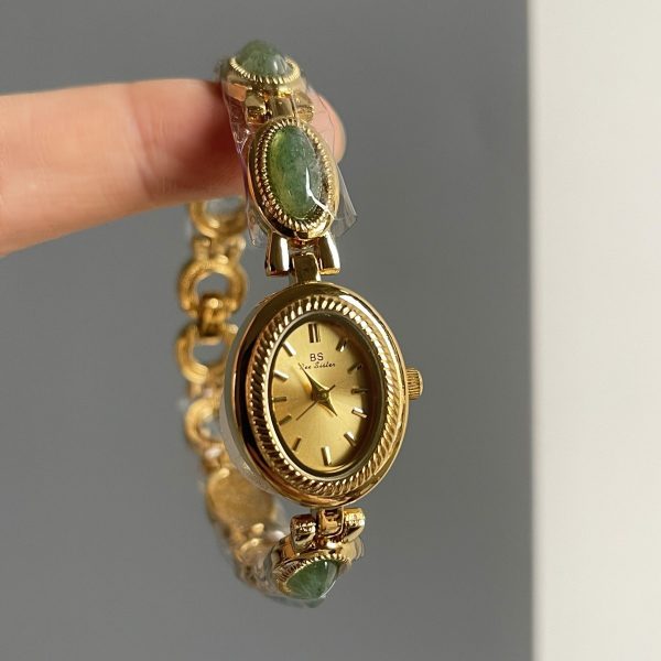 Women’s Jade Oval Quartz Bracelet Watch