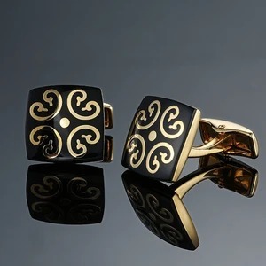 Carbon Fiber-Style Brass Cufflinks