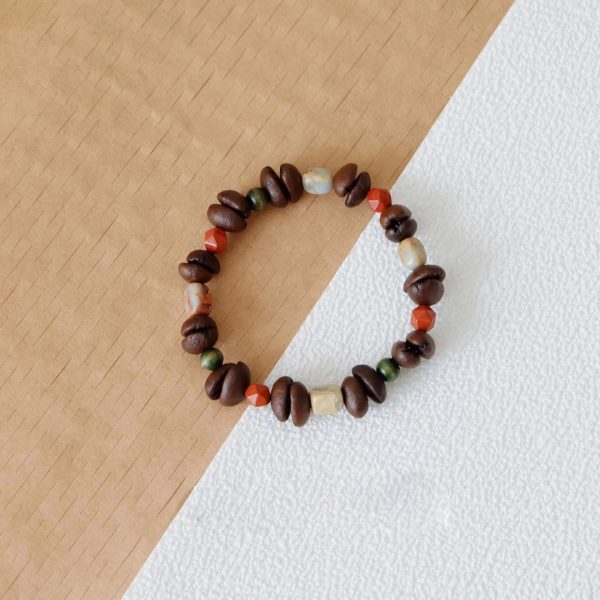 Handmade Coffee Bean Beaded Bracelet