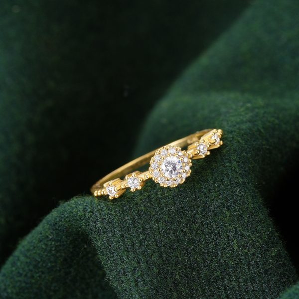 925 Silver Flower Rhinestone Proposal Ring for Women