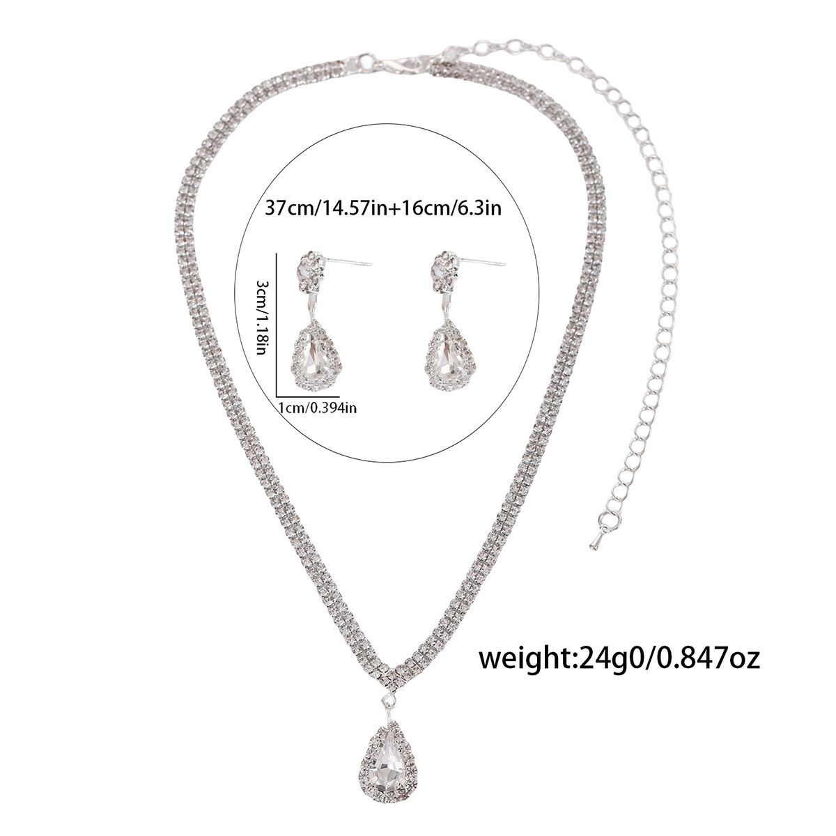 Shiny Water Drop Necklace and Earrings Set - Image 5
