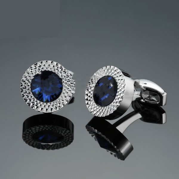French Blue Crystal Opal Cufflinks