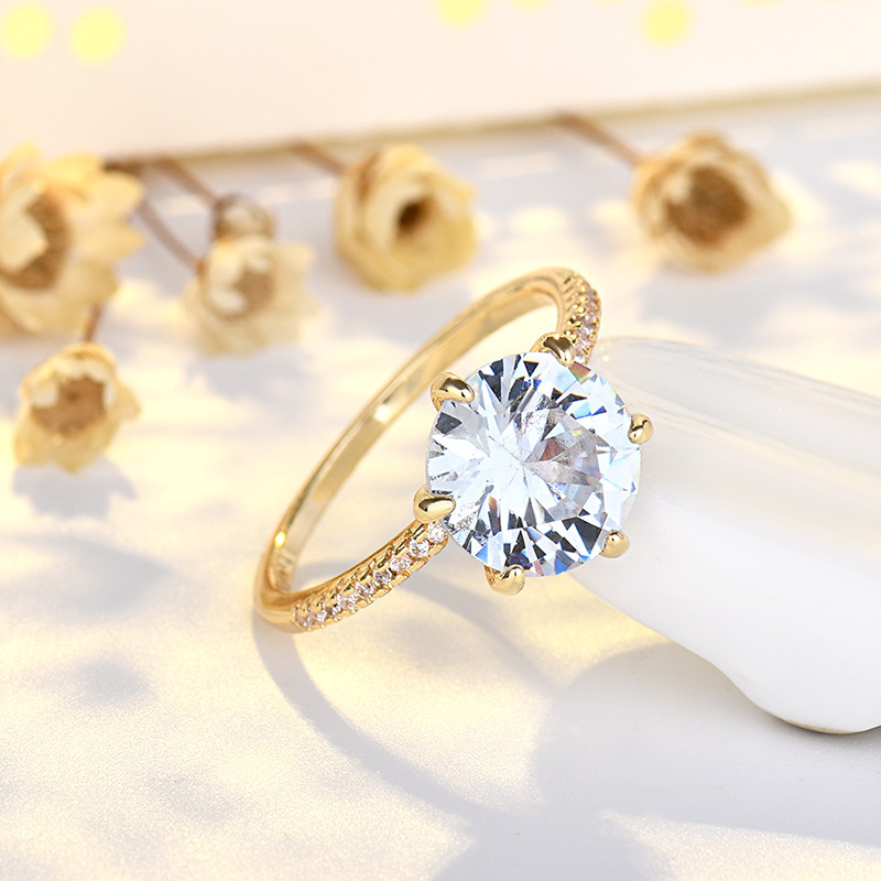Fashionable Six-Prong Zircon Ring for Women - Image 5