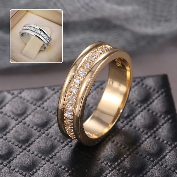 Simple Gold-Tone and Silver-Tone Zircon Ring