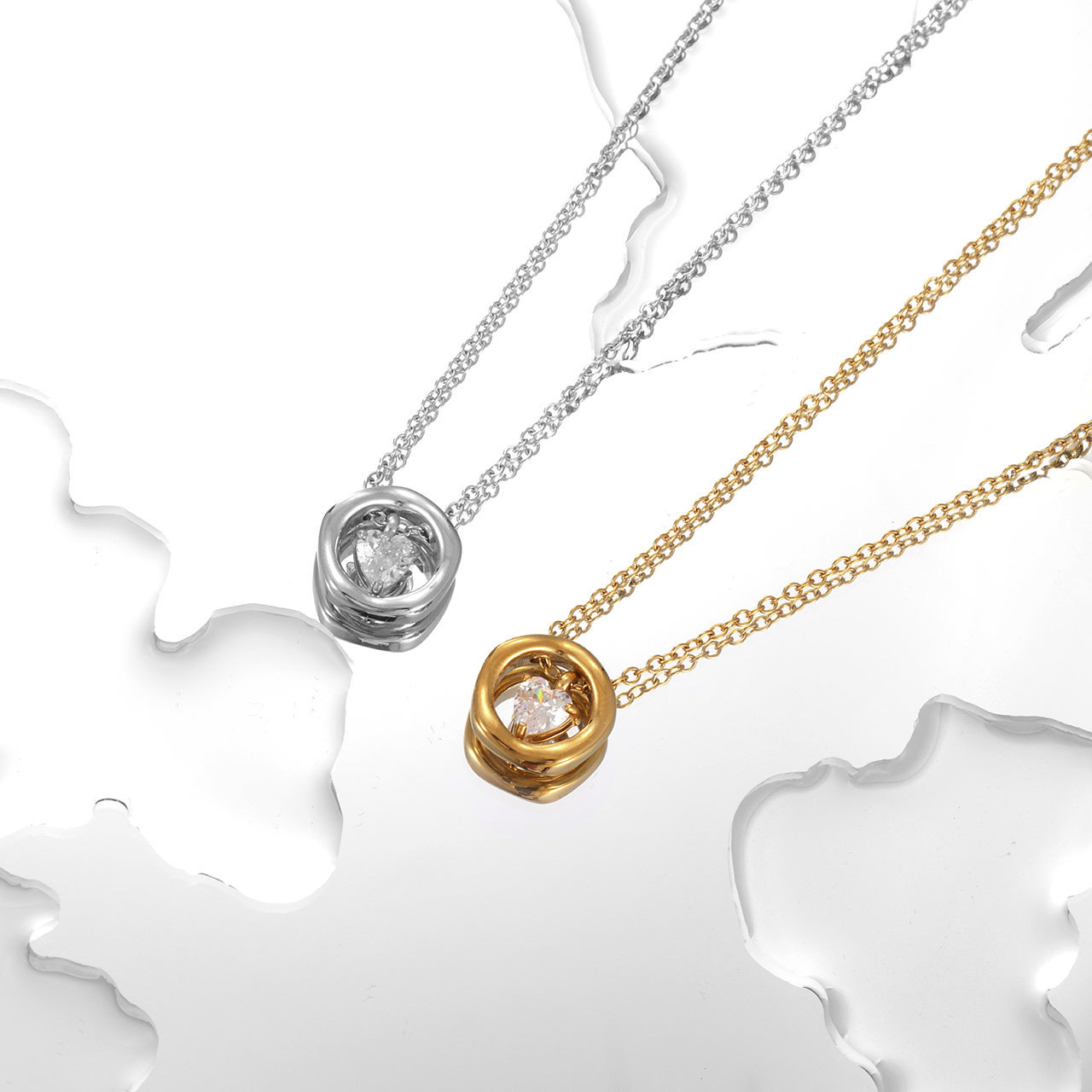 Floating Heart O-Ring Necklace - Image 2