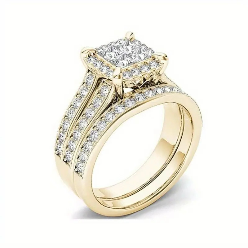 Gold-Plated Zircon-Inlaid Ring for Women - Image 7