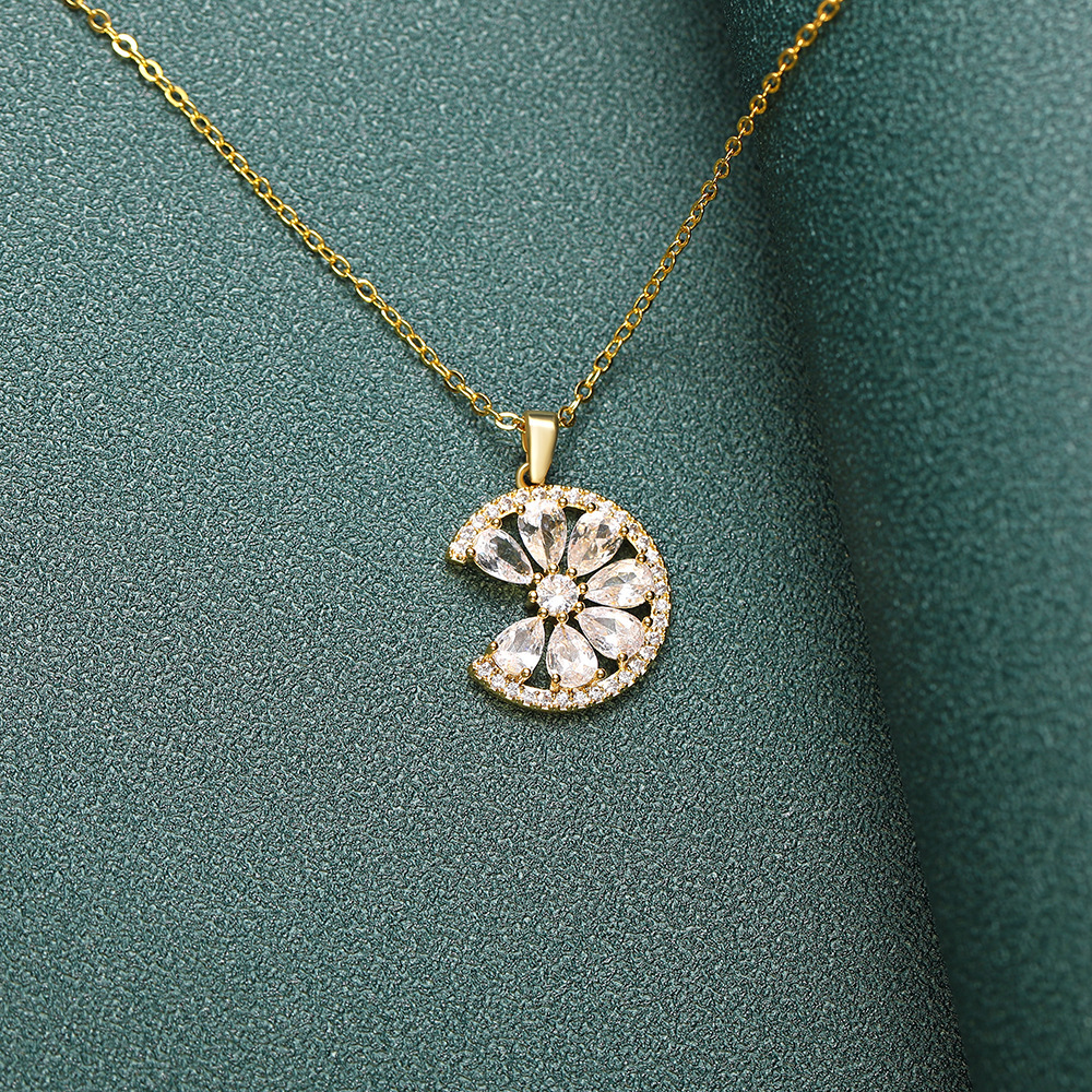 Crescent Moon Floral Necklace - Image 4