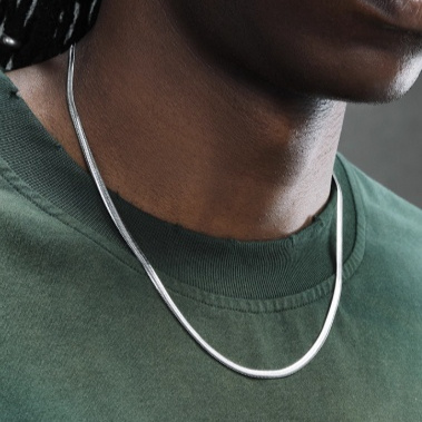 3 mm Flat Snake-Bone Chain Necklace