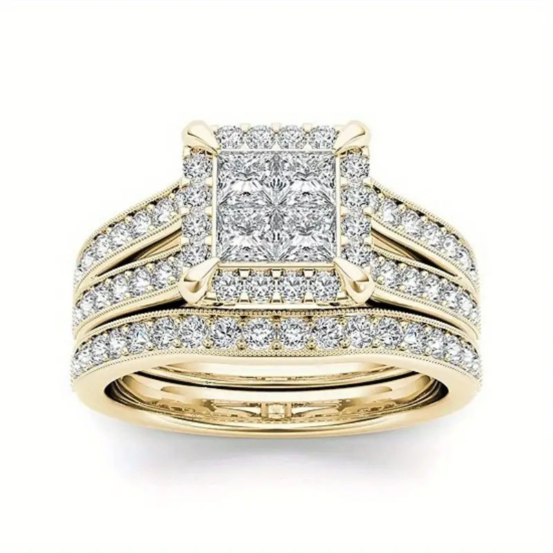 Gold-Plated Zircon-Inlaid Ring for Women - Image 4