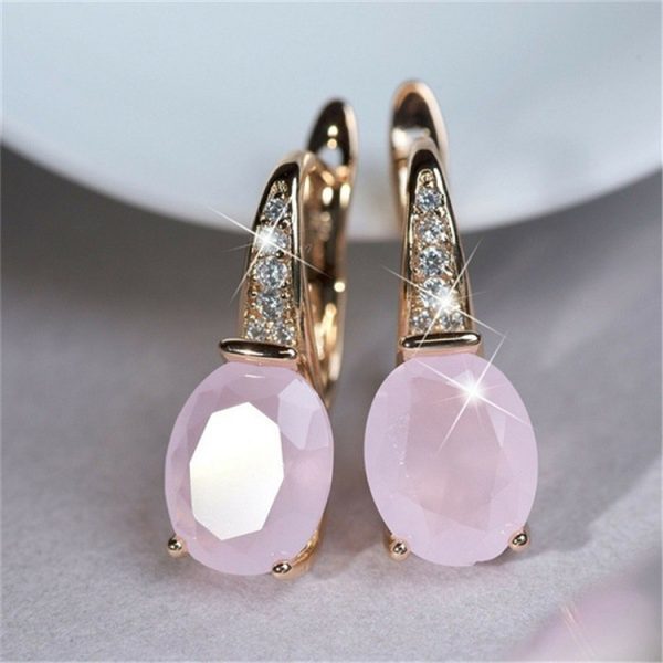 Oval Moonstone-Style Crystal Earrings
